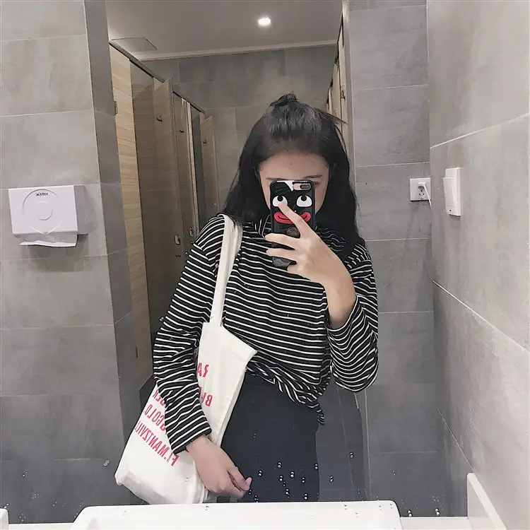 Women Korean Slim Fit Striped Turtleneck Top — feature 9