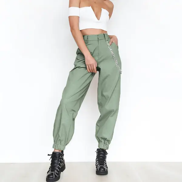 2021 Hot Selling Green Loose Skinny Harem Pants - Image 2