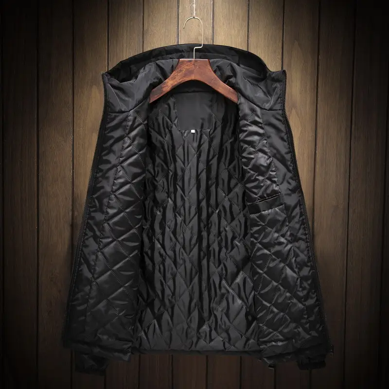 Men's Black Hooded Windbreaker Jacket Large - Image 3