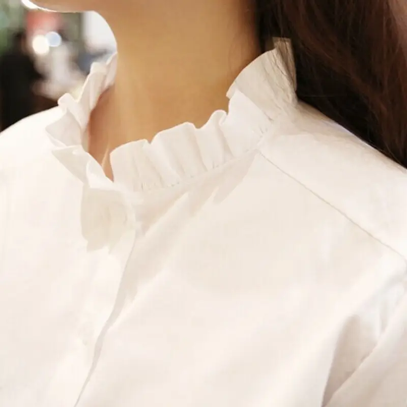 White Long Sleeve Women's Shirt Loose Fit Korean Style 2025 - Image 4