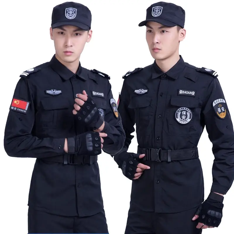 Men Security Uniform Black Short Sleeve Cap Hat - Image 11