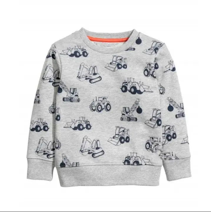 Kids Cotton Sweatshirt with Engine Print Grey - Image 2