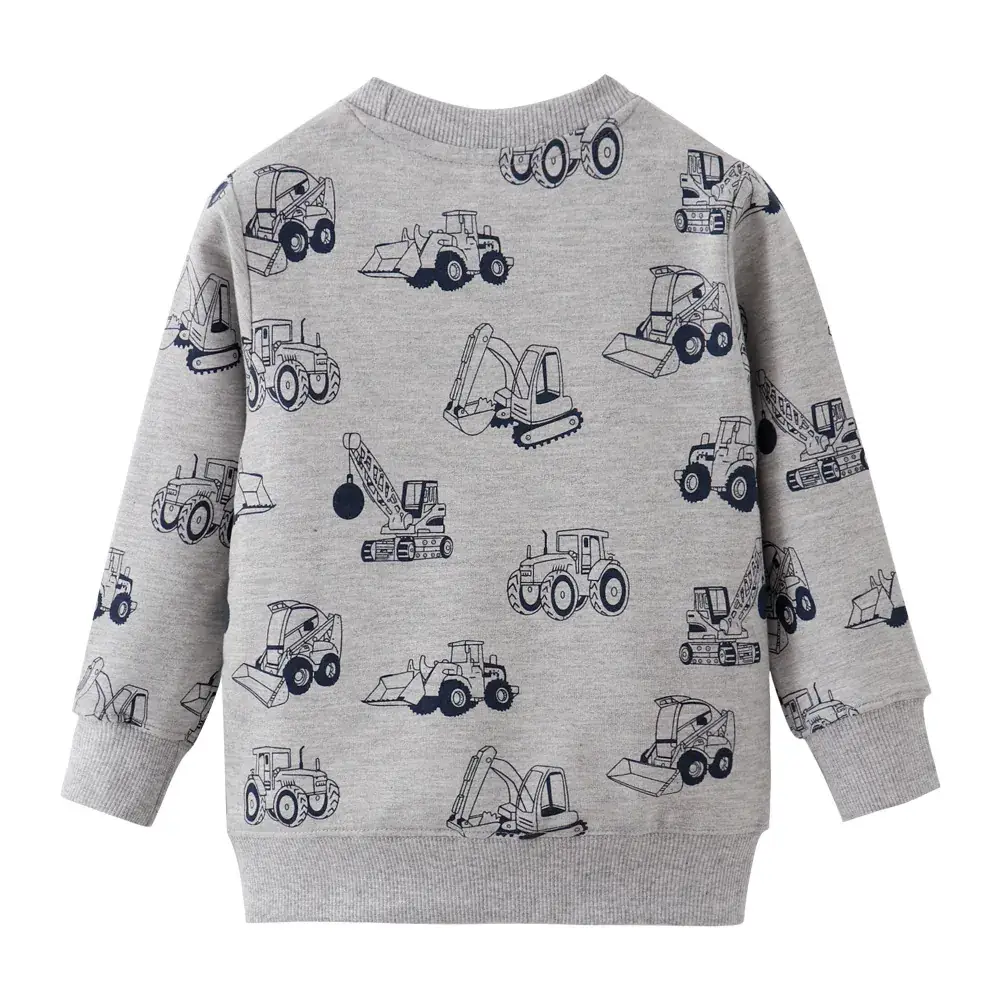 Kids Cotton Sweatshirt with Engine Print Grey - Image 3