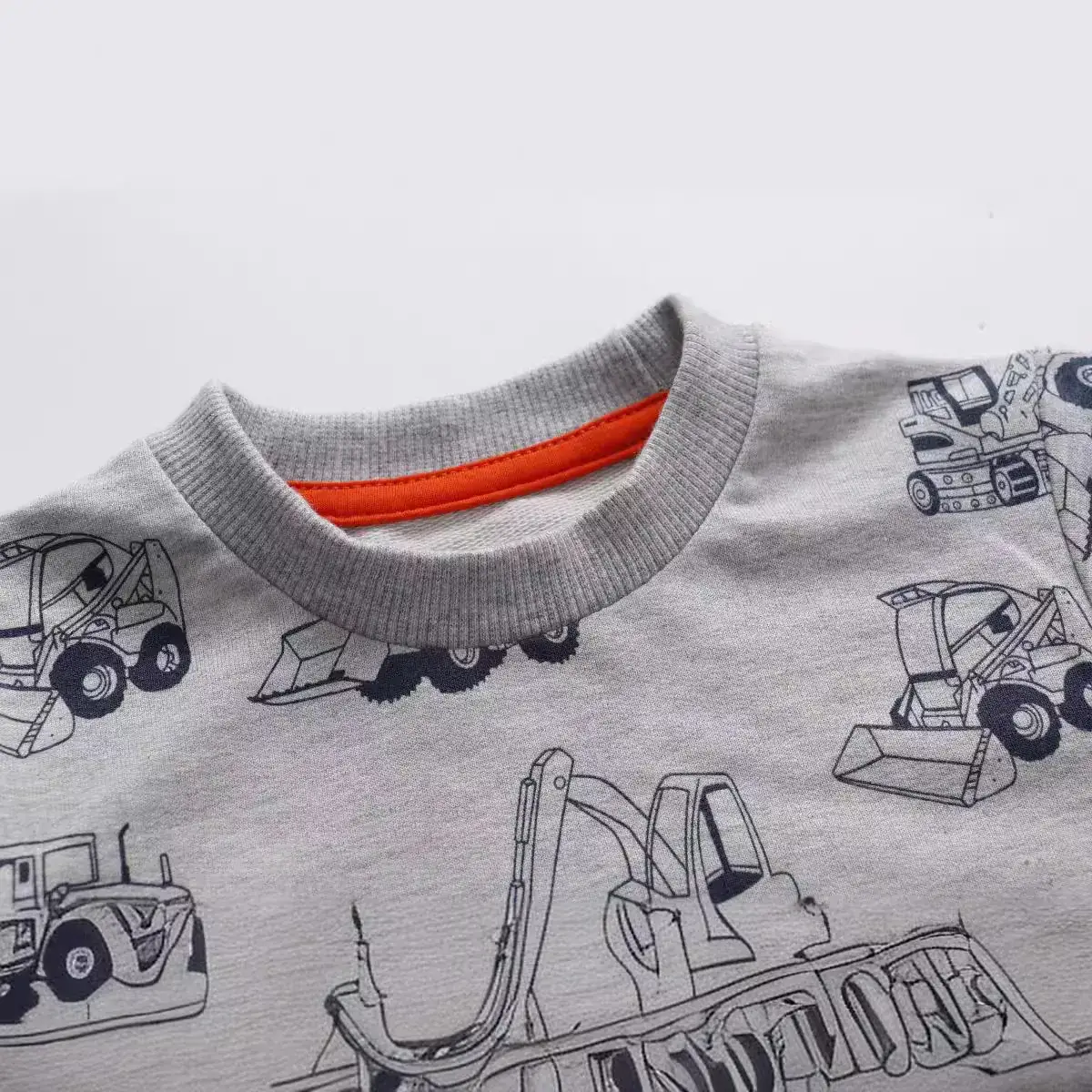 Kids Cotton Sweatshirt with Engine Print Grey - Image 4