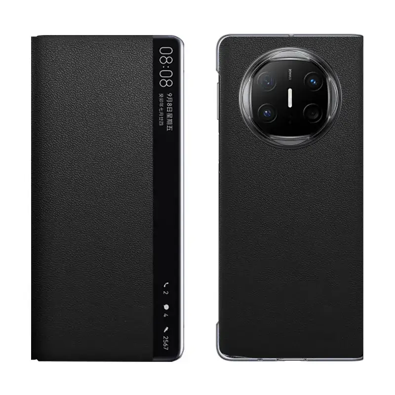 Smart Window Leather Case Huawei Pura 80 Mate70 Pro Black - Image 4