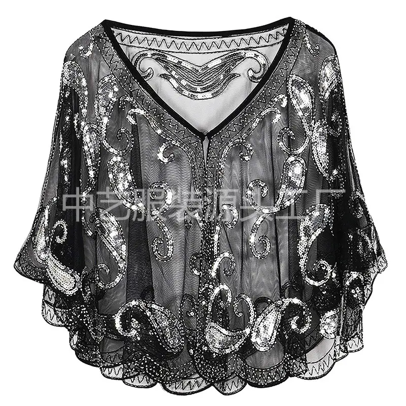 Black Sequined V-Neck Evening Dress for Women - Image 7
