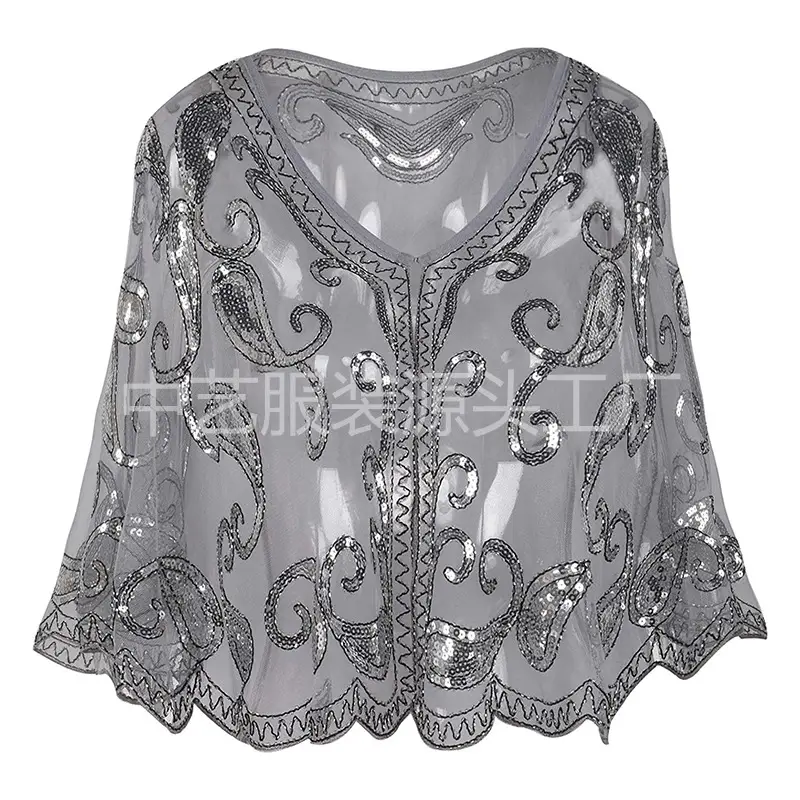 Black Sequined V-Neck Evening Dress for Women - Image 3