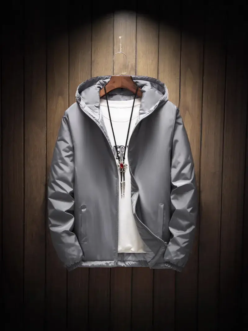 New Winter Men's Black Cotton Jacket Large Size - Image 6
