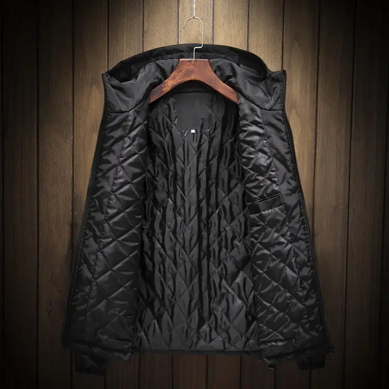 New Winter Men's Black Cotton Jacket Large Size - Image 2
