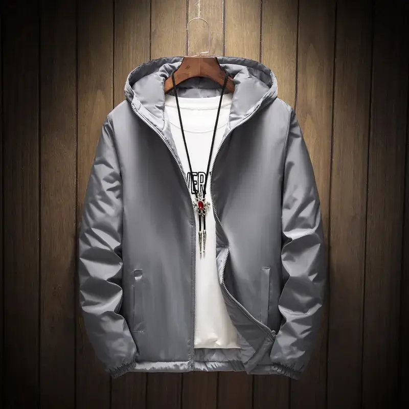 New Winter Men's Black Cotton Jacket Large Size - Image 3