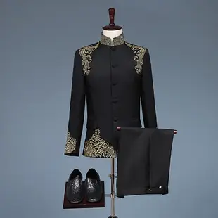 2022 Men Slim Fit Suit Red Sequin Stage Host Dress — feature 6