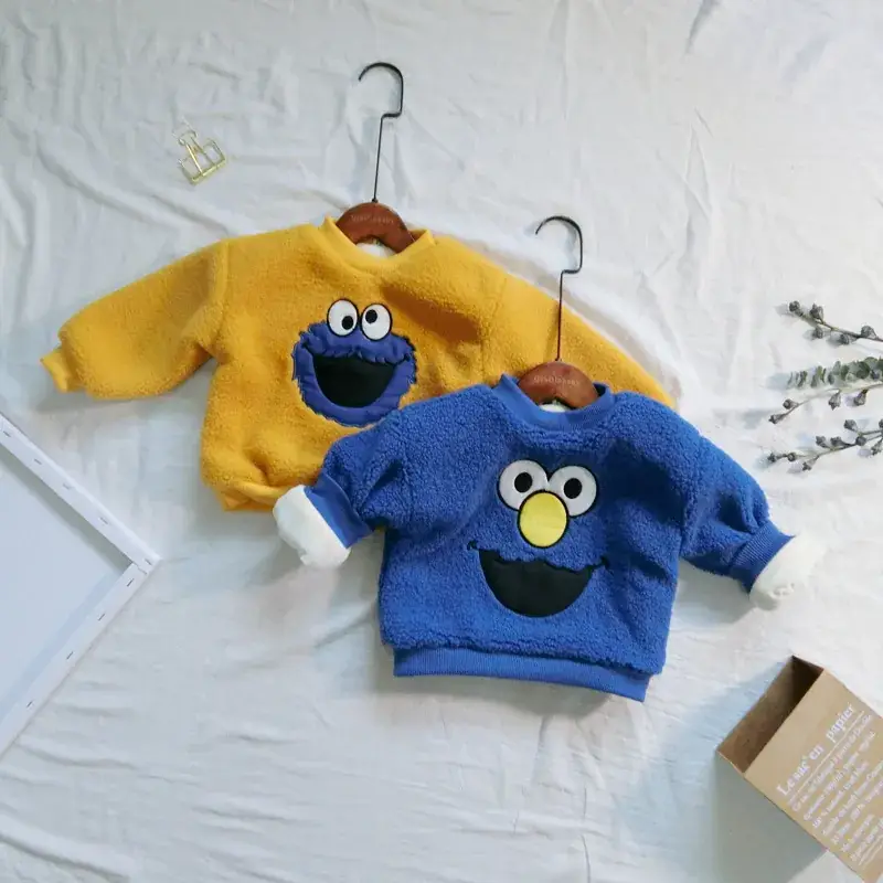 Children's Fleece Sweater Yellow Sesame Mouse Design - Image 6