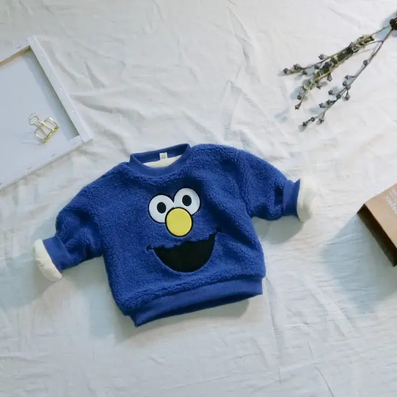 Children's Fleece Sweater Yellow Sesame Mouse Design - Image 2