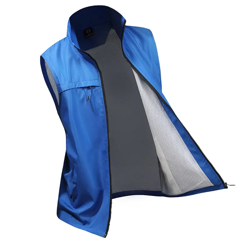 Men Sleeveless Zip Vest Blue Green Yellow