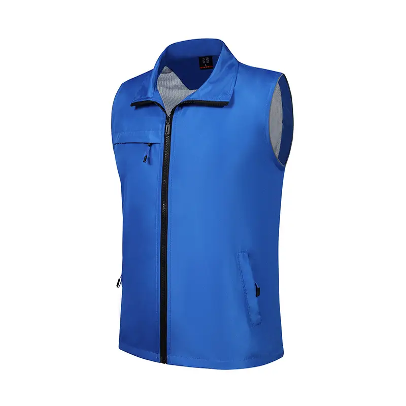 Men Sleeveless Zip Vest Blue Green Yellow