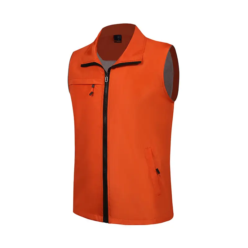 Men Sleeveless Zip Vest Blue Green Yellow