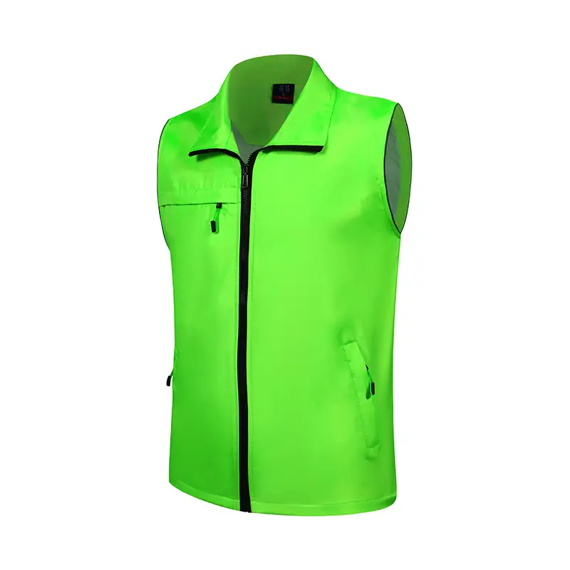 Men Sleeveless Zip Vest Blue Green Yellow