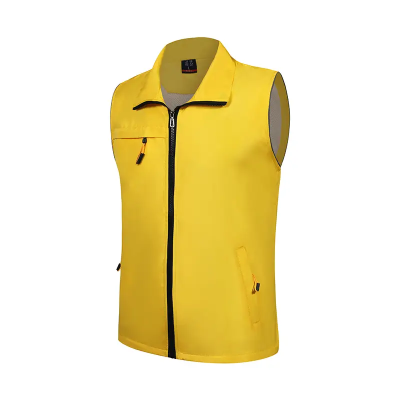 Men Sleeveless Zip Vest Blue Green Yellow