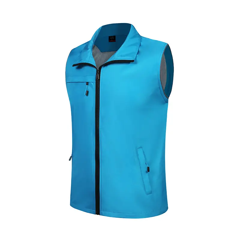 Men Sleeveless Zip Vest Blue Green Yellow