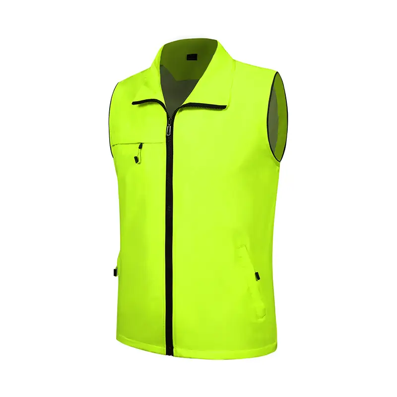 Men Sleeveless Zip Vest Blue Green Yellow