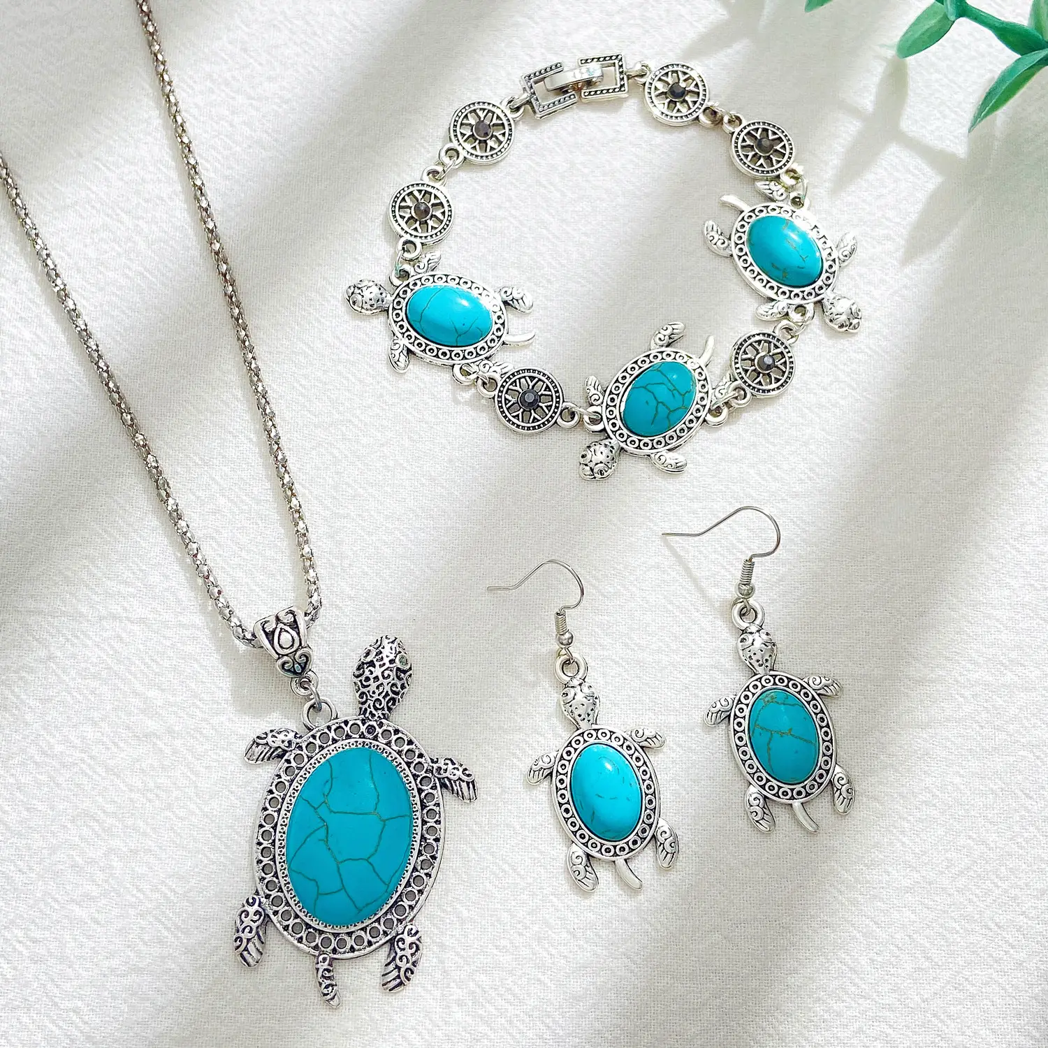 Turquoise Turtle Jewelry Set for Women - Image 4