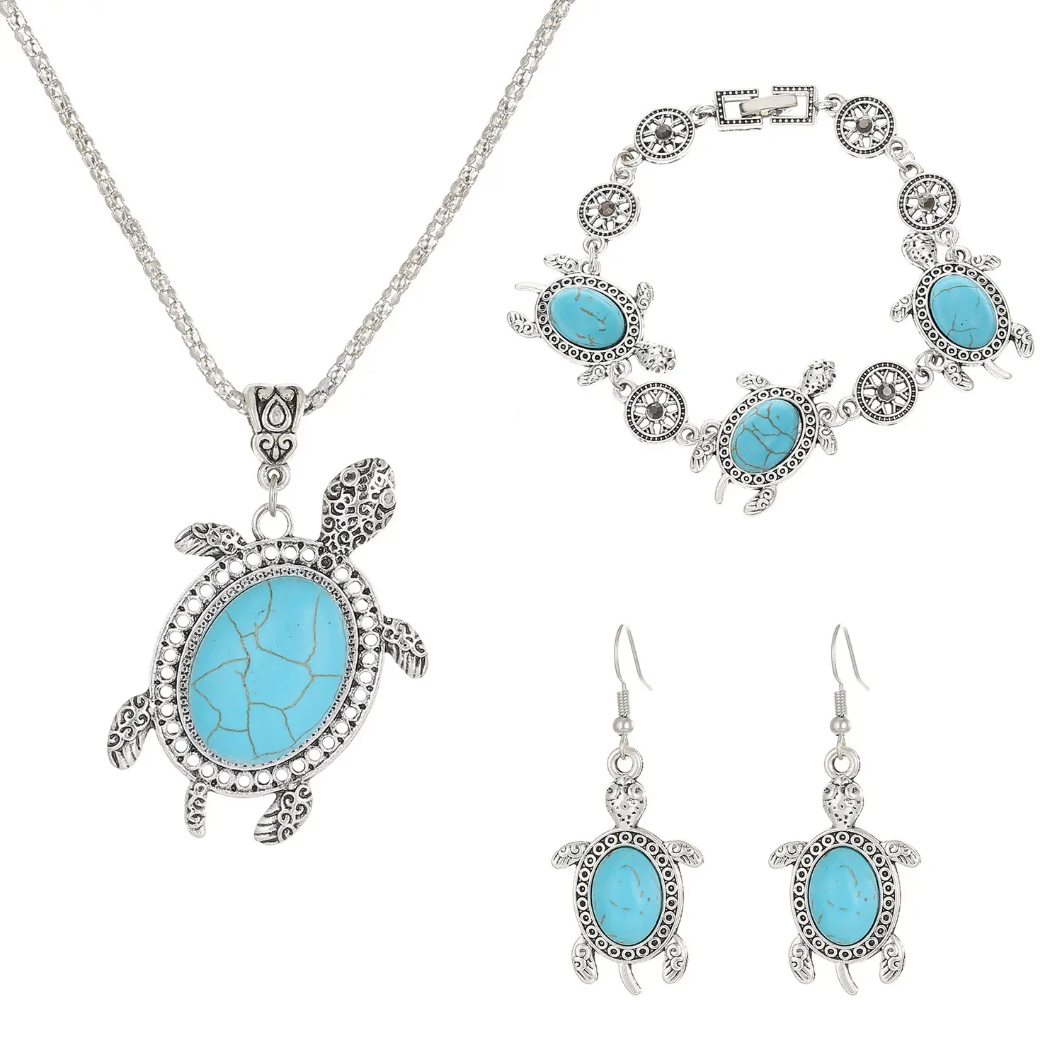 Turquoise Turtle Jewelry Set for Women - Image 2