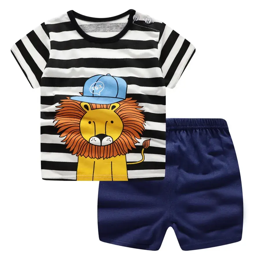 Lion Print Cotton Shorts Set for Boys Girls Summer - Image 14