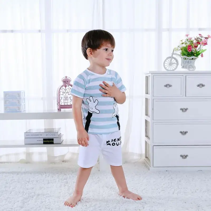 Lion Print Cotton Shorts Set for Boys Girls Summer - Image 2