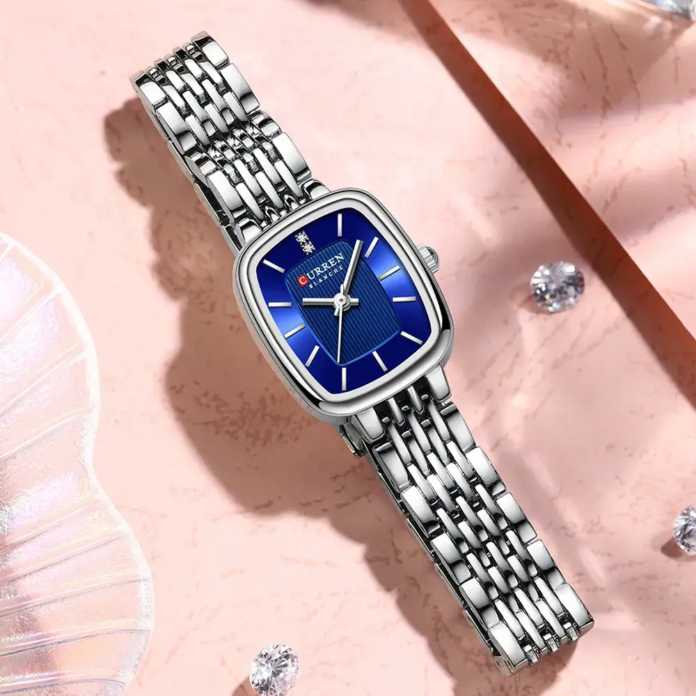 Women's Steel Band Quartz Watch Blue Dial Waterproof - Image 9