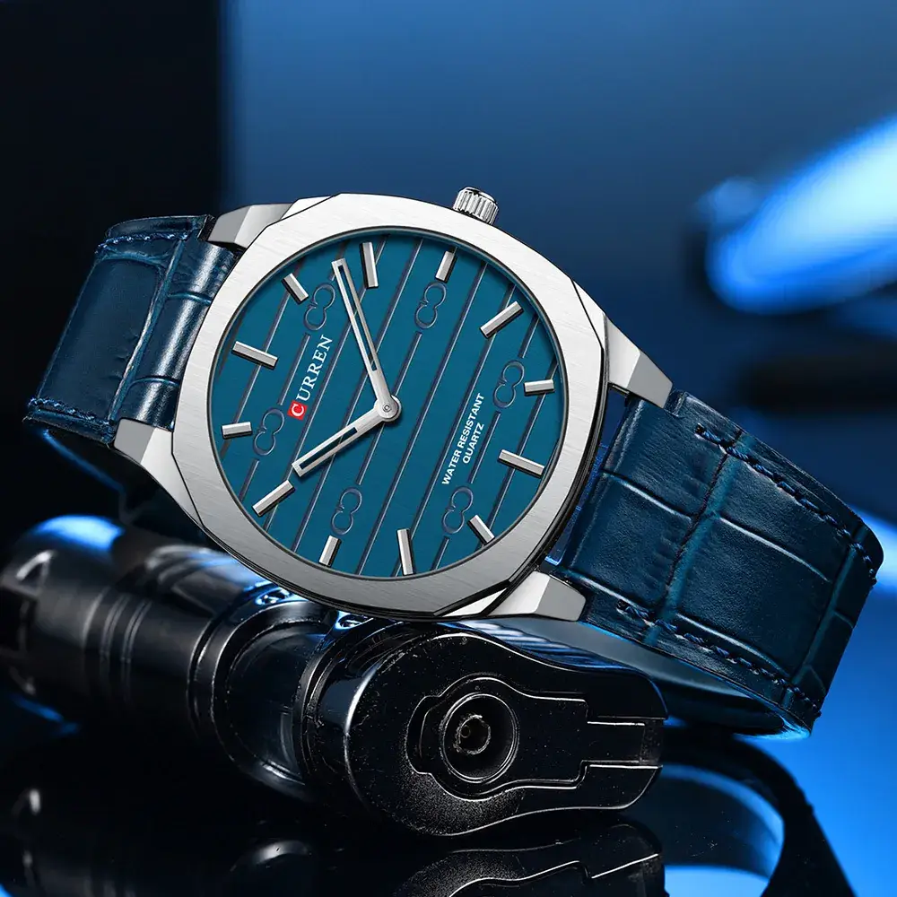 Curren Green Leather Belt Quartz Watch for Men