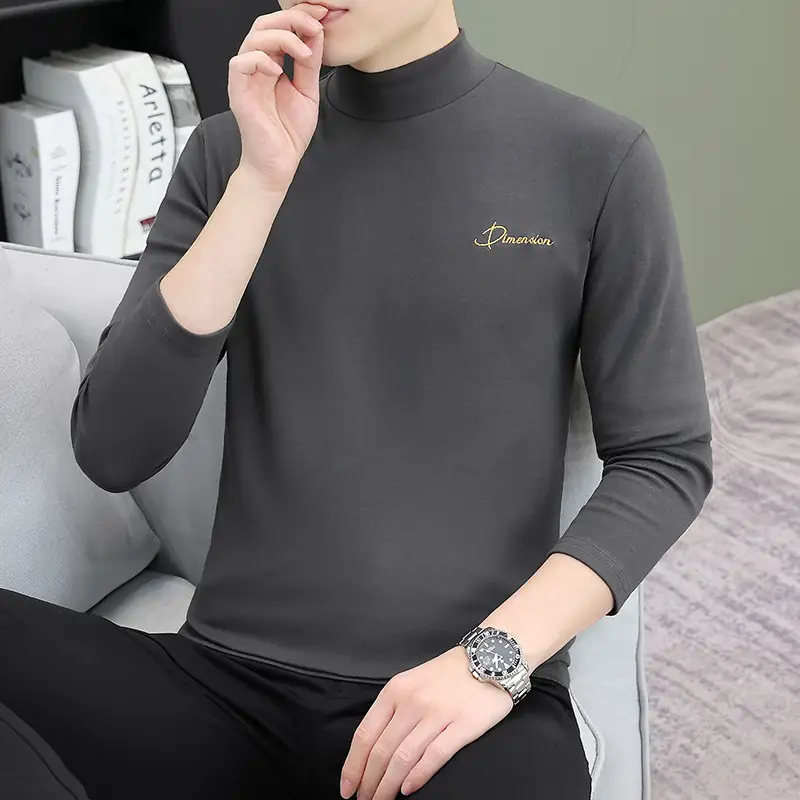Men's Grey Embroidered Long Sleeve T-Shirt - Image 13