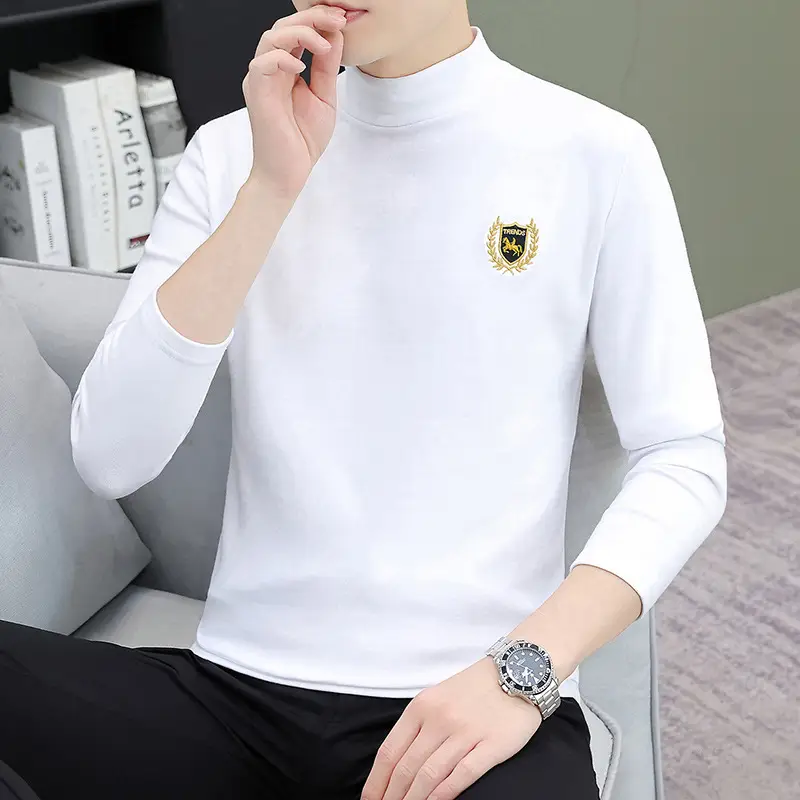 Men's Grey Embroidered Long Sleeve T-Shirt - Image 18
