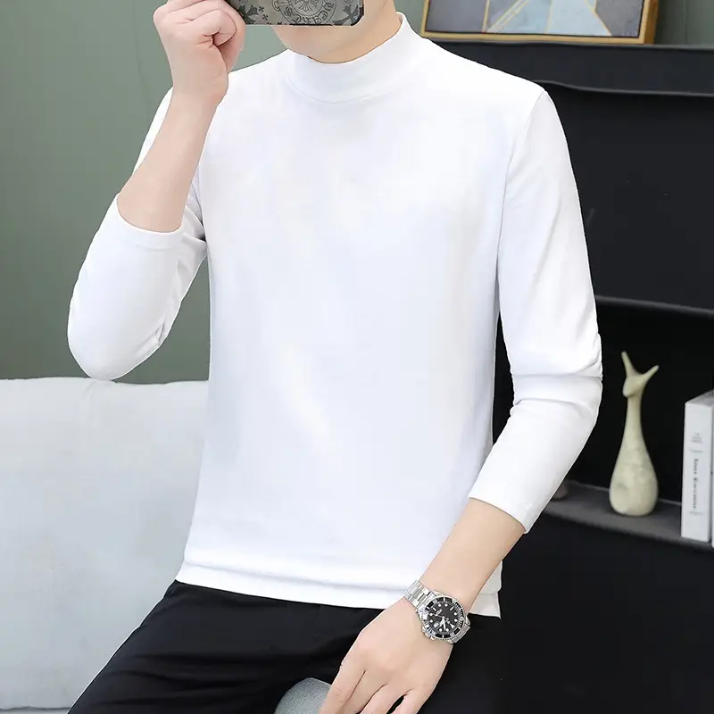 Men's Grey Embroidered Long Sleeve T-Shirt - Image 2