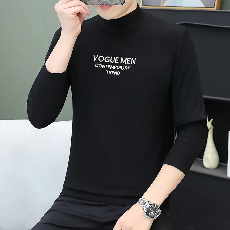 Men's Grey Embroidered Long Sleeve T-Shirt - Image 6