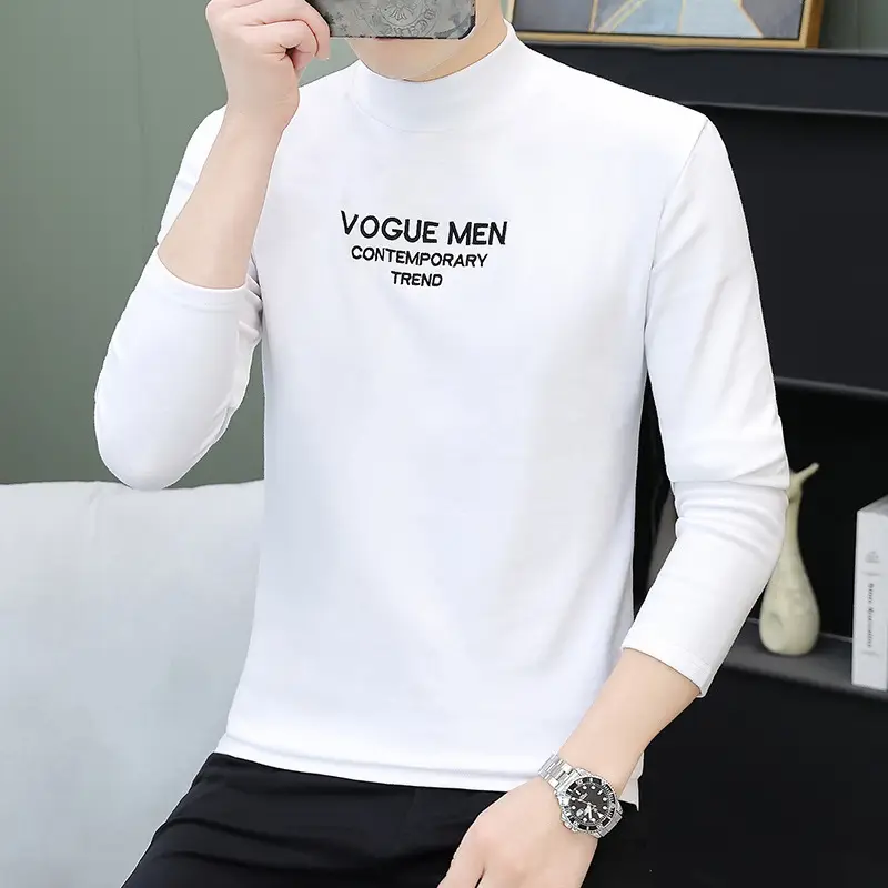Men's Grey Embroidered Long Sleeve T-Shirt - Image 7