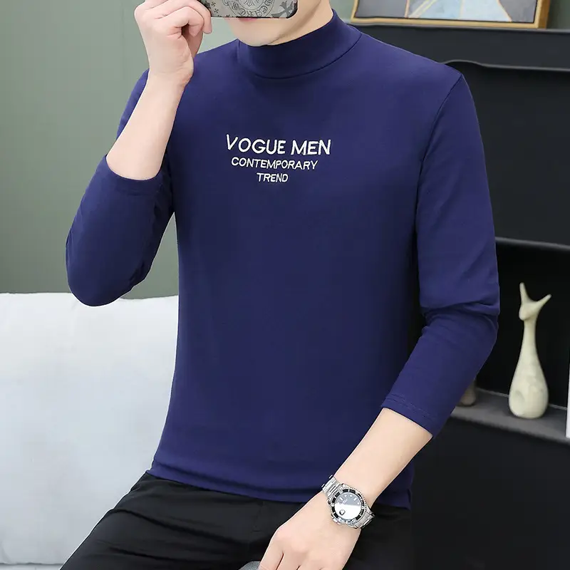 Men's Grey Embroidered Long Sleeve T-Shirt - Image 8