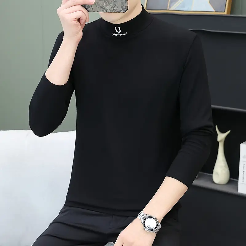 Men's Grey Embroidered Long Sleeve T-Shirt - Image 9