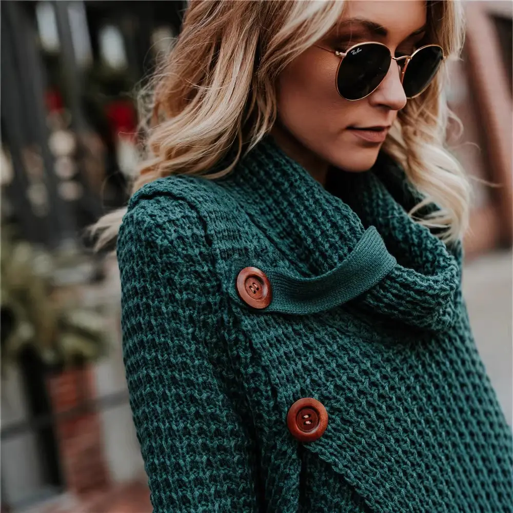 2026 Long-Sleeved Knit Pullover Sweater Women Green - Image 15