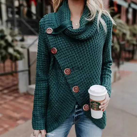 2026 Long-Sleeved Knit Pullover Sweater Women Green - Image 16