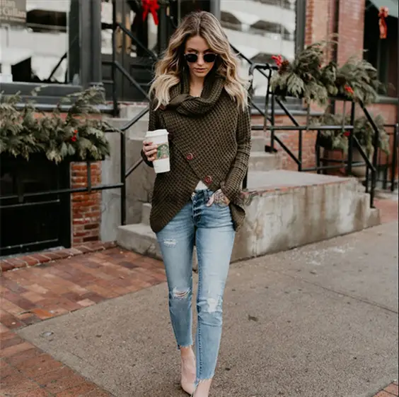 2026 Long-Sleeved Knit Pullover Sweater Women Green - Image 4