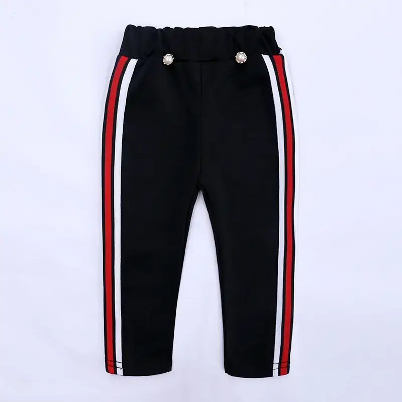 Black Red Striped Track Pants for Girls Summer - Image 5