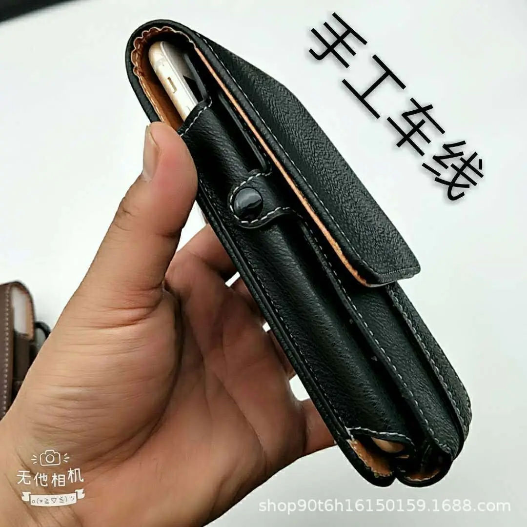 Men's Black Leather Phone Waist Bag with Buckle Closure - Image 3