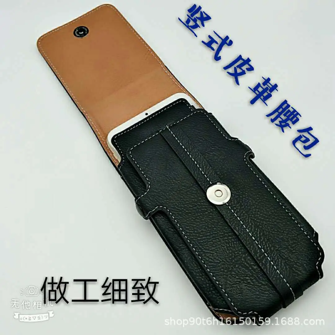 Men's Black Leather Phone Waist Bag with Buckle Closure - Image 4