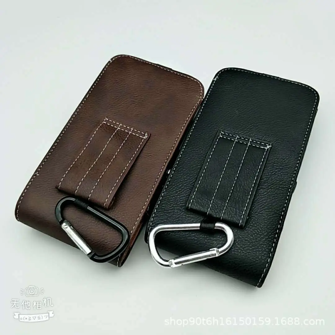 Men's Black Leather Phone Waist Bag with Buckle Closure - Image 5