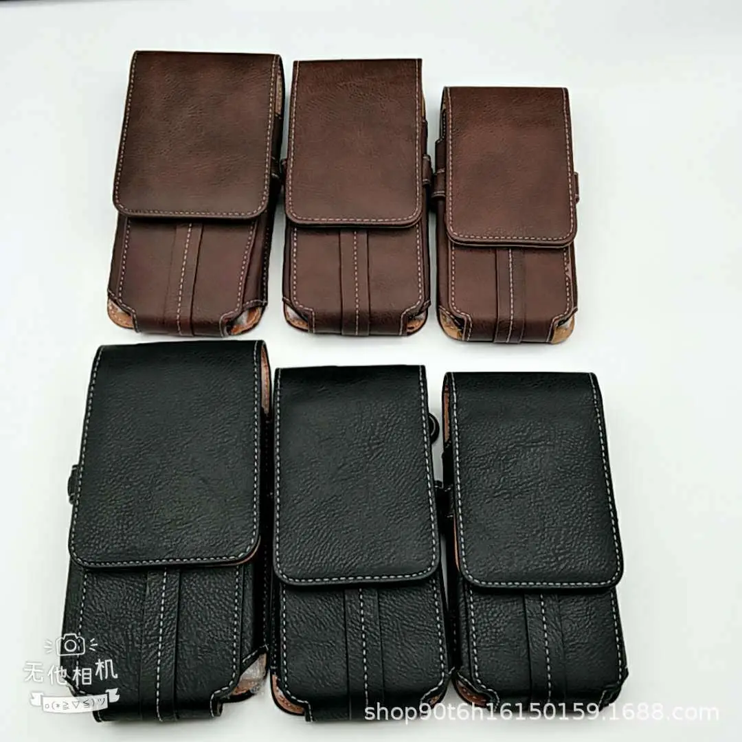 Men's Black Leather Phone Waist Bag with Buckle Closure - Image 6