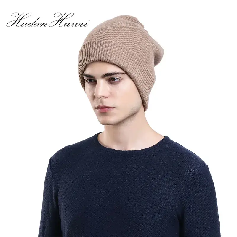 Men's Wool Knitted Beige Hat for Winter - Image 5