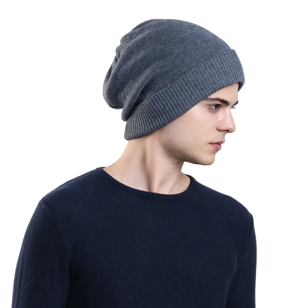 Men's Wool Knitted Beige Hat for Winter - Image 7