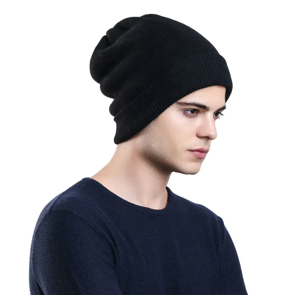 Men's Wool Knitted Beige Hat for Winter - Image 8