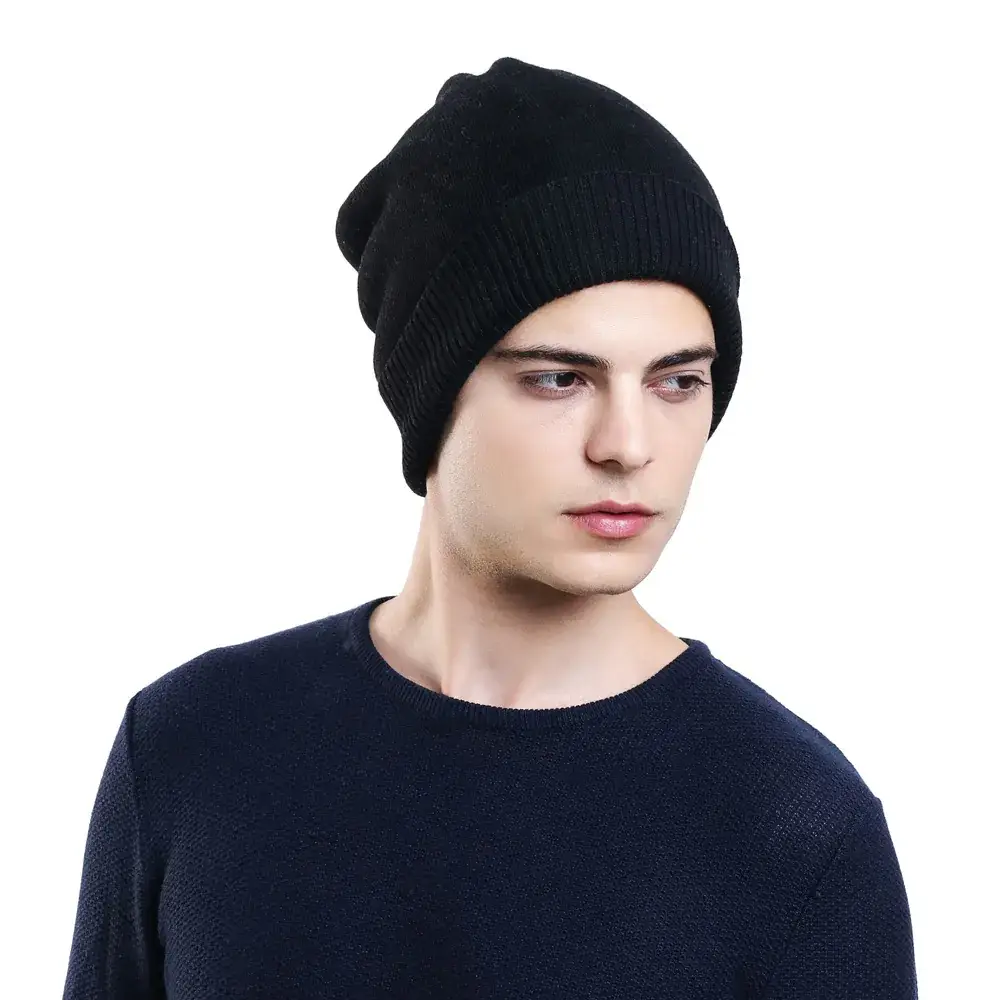 Men's Wool Knitted Beige Hat for Winter - Image 9