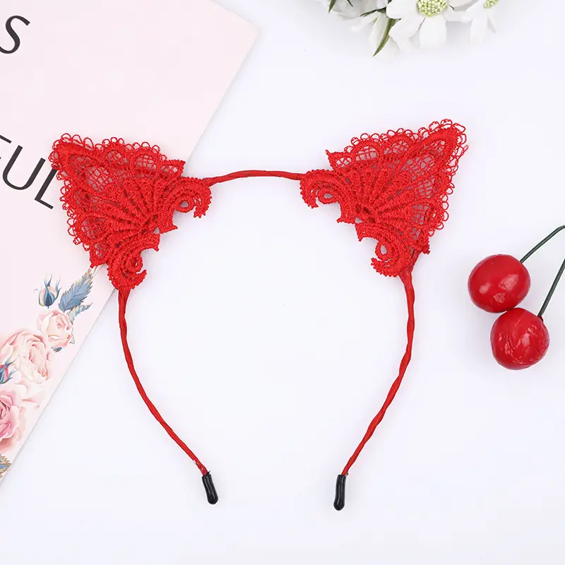 Pink Lace Cat Ear Hair Hoop for Women - Image 7